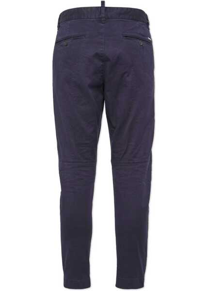 Pantaloni casual DSQUARED2 Stretch Cotton Sexy Chino Fit Pants With Silver-Tone Logo Blue Barbati (BM 19207898) 2