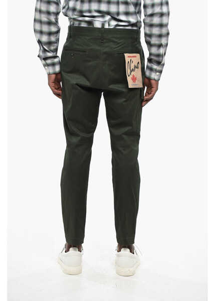 Pantaloni casual DSQUARED2 Stretch Cotton Cargo Pants With Silver-Tone Logo Green Barbati (BM 19207907) 2