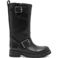 Botine Leather Detroit Boots With Double Buckle Femei