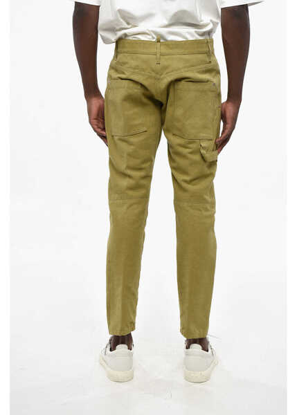 Pantaloni casual DSQUARED2 Straight Leg Pants With Contrasting Patch Green Barbati (BM 19207952) 2
