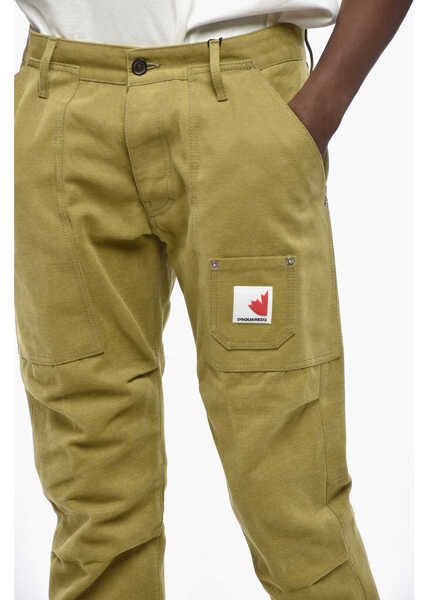 Pantaloni casual DSQUARED2 Straight Leg Pants With Contrasting Patch Green Barbati (BM 19207952) 3