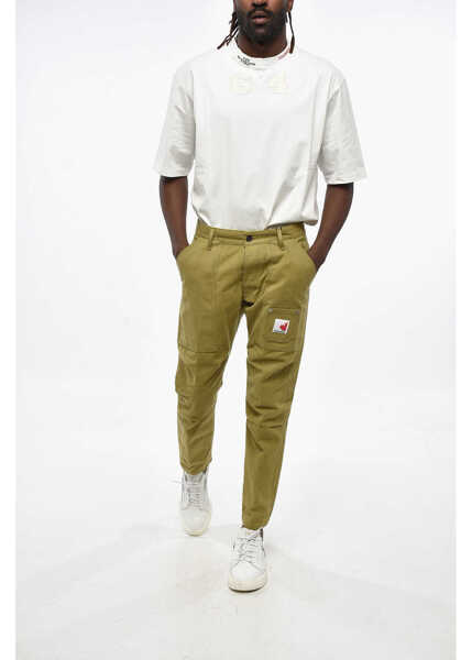 Pantaloni casual DSQUARED2 Straight Leg Pants With Contrasting Patch Green Barbati (BM 19207952) 4