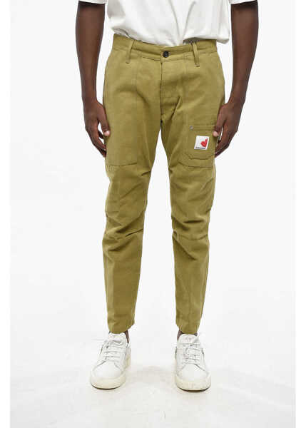 Pantaloni casual DSQUARED2 Straight Leg Pants With Contrasting Patch Green Barbati (BM 19207952) 1
