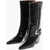 Paris Texas Crocodile Effect Leather Jane Western Boots With Silver-Tone Black