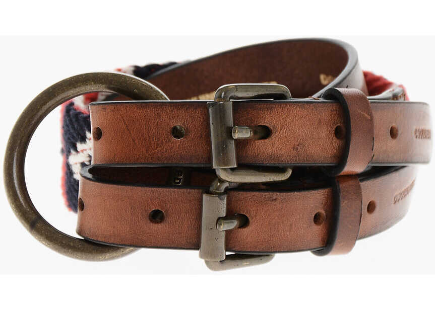 Curele DSQUARED2 Leather Double Belt With Knitted Detail 40Mm Multicolor Femei (BM 19207961) 1