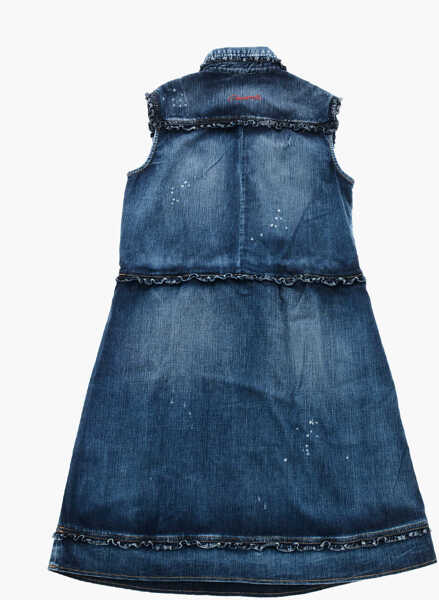Rochii DSQUARED2 Embroidered Denim Sleeveless Shirt Dress Blue Fete (BM 19207991) 3