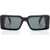 Off-White Rectangular Milano Sunglasses With Maxi Temple Black