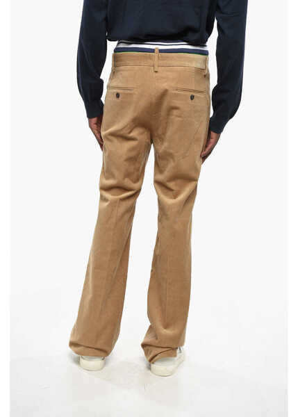 Pantaloni casual DSQUARED2 Corduroy Slouch Pants With Striped Elastic Waistband Beige Barbati (BM 19209776) 2