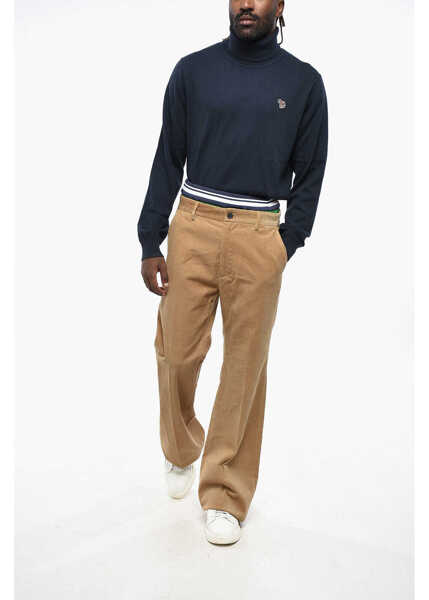 Pantaloni casual DSQUARED2 Corduroy Slouch Pants With Striped Elastic Waistband Beige Barbati (BM 19209776) 4