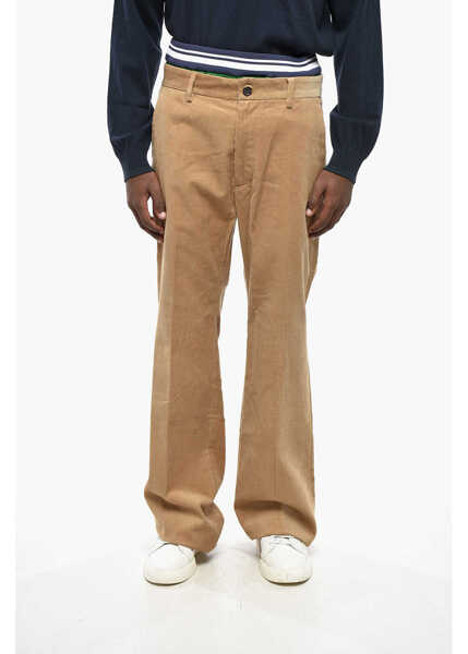 Pantaloni casual DSQUARED2 Corduroy Slouch Pants With Striped Elastic Waistband Beige Barbati (BM 19209776) 1