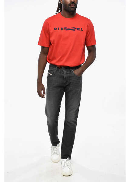 Blugi slim fit Diesel Red Tag Cotton D-Strukt Slim Fit Denims 16Cm Black Barbati (BM 19209782) 4