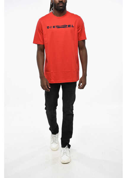 Tricouri Diesel Lightweight Cotton T-Just 14-6 Crew-Neck T-Shirt With Contra Red Barbati (BM 19209806) 4