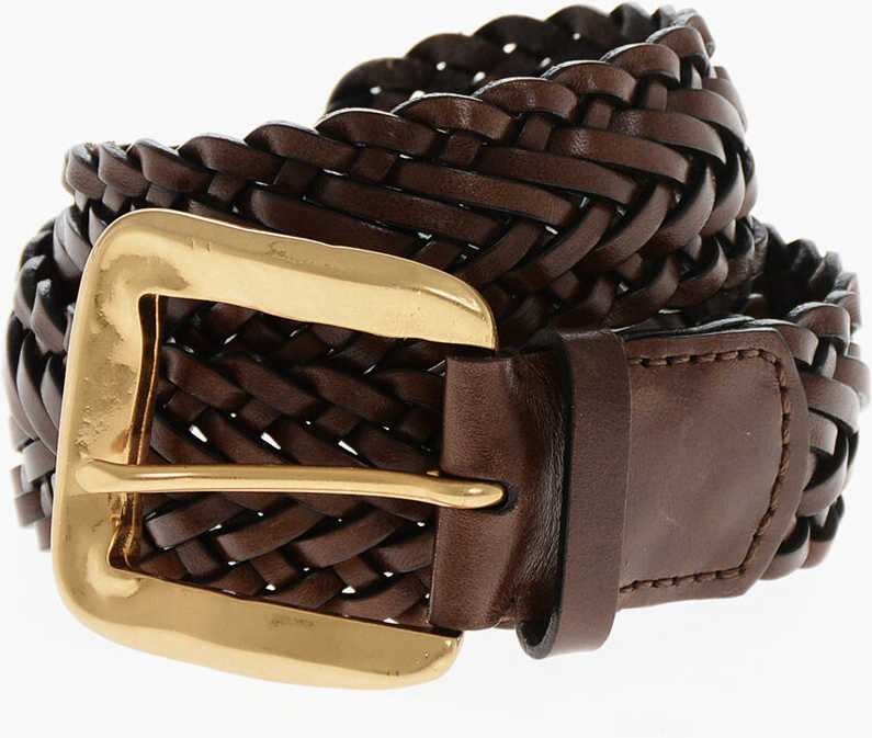 Curele DSQUARED2 Woven Leather Belt With Brass Buckle 40Mm Brown Femei (BM 19209809) 1