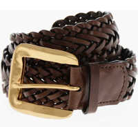 Curele Woven Leather Belt With Brass Buckle 40Mm Femei