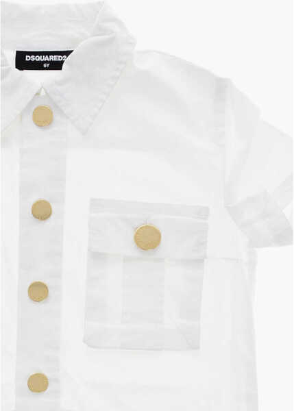 Camasi de blugi DSQUARED2 Denim Shirt Dress With Utility Pockets White Fete (BM 19209833) 2