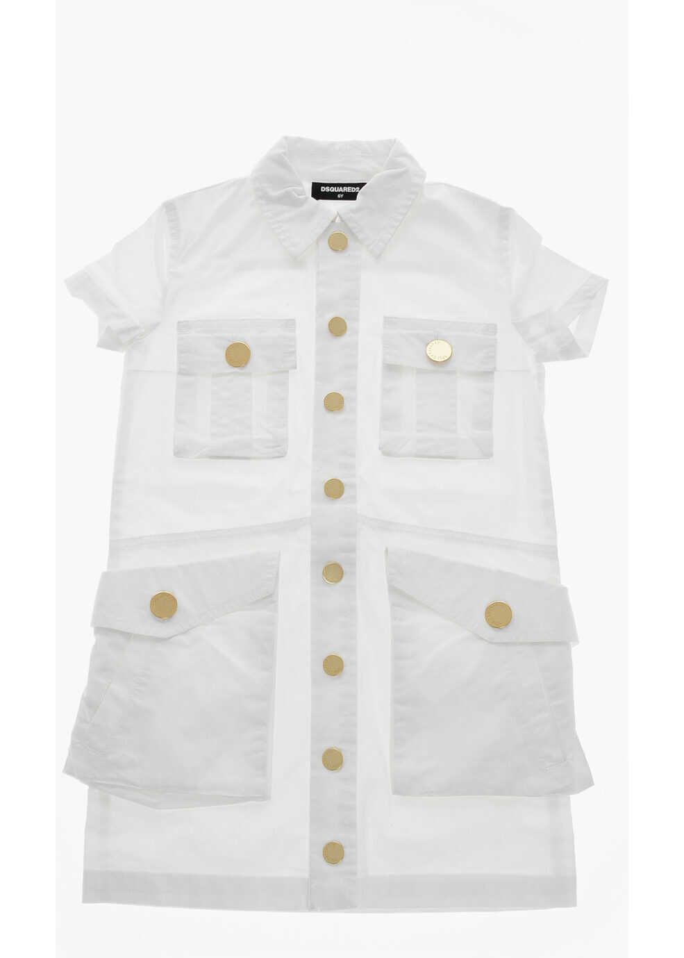 Camasi de blugi DSQUARED2 Denim Shirt Dress With Utility Pockets White Fete (BM 19209833) 1