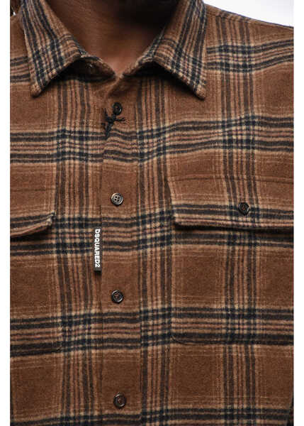 Camasi casual DSQUARED2 Tartan Patterned Flannel Shirt Brown Barbati (BM 19209839) 3