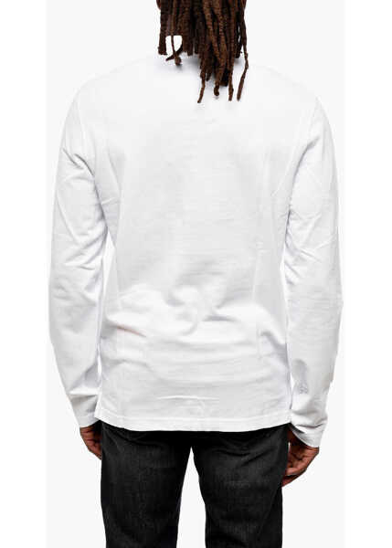 Tricouri Polo Diesel Long-Sleeved Smith Polo Shirt With Printed Logo White Barbati (BM 19211693) 2