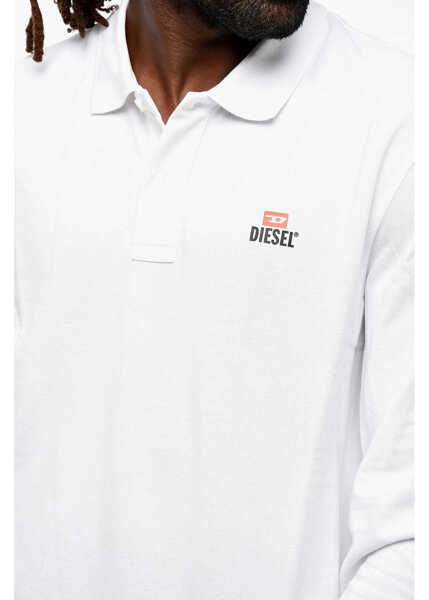 Tricouri Polo Diesel Long-Sleeved Smith Polo Shirt With Printed Logo White Barbati (BM 19211693) 3