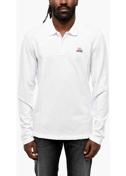 Tricouri Polo Diesel Long-Sleeved Smith Polo Shirt With Printed Logo White Barbati (BM 19211693) 1