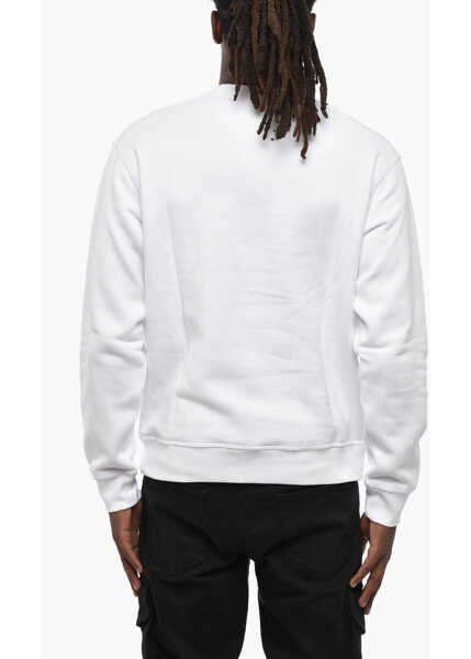 Bluze de trening DSQUARED2 Fleeced Cotton Cool Fit Crew-Neck Sweatshirt With Frontal Pr White Barbati (BM 19211732) 2