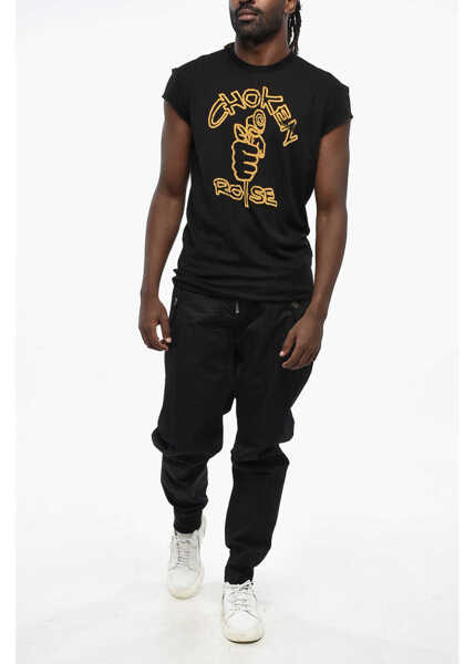 Tricouri DSQUARED2 Virgin Wool Choke Fit Crew-Neck T-Shirt Black Barbati (BM 19211735) 4