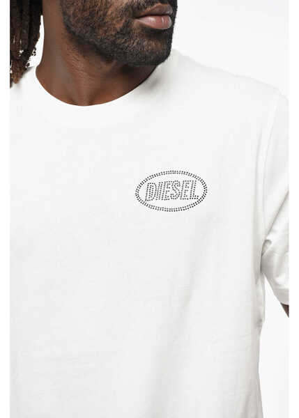 Tricouri Diesel Solid Color T-Just-Cx1 Crew-Neck T-Shirt With Rhinestone Log White Barbati (BM 19211744) 3