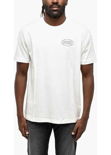 Tricouri Diesel Solid Color T-Just-Cx1 Crew-Neck T-Shirt With Rhinestone Log White Barbati (BM 19211744) 1