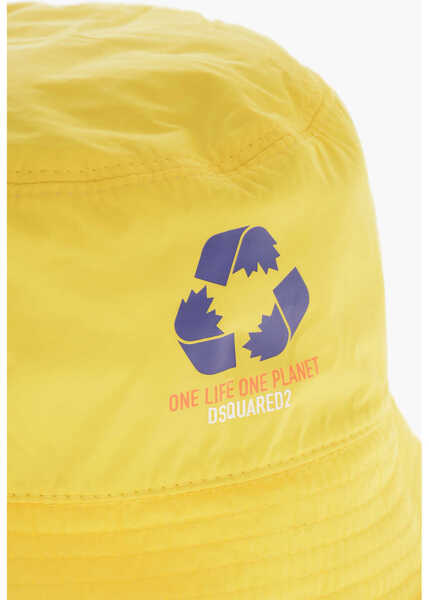 Caciuli DSQUARED2 Olop Nylon Bucket Hat With Print Yellow Barbati (BM 19211747) 3