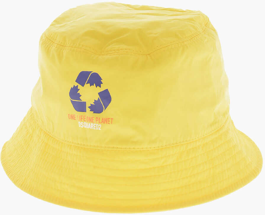 Caciuli DSQUARED2 Olop Nylon Bucket Hat With Print Yellow Barbati (BM 19211747) 1