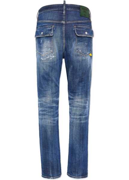 Blugi drepti DSQUARED2 Vintage Effect Stretch Denim 642 Jeans 19Cm Blue Barbati (BM 19211777) 2
