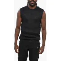 Pulovere casual Solid Color Mohair Blend Fuzzy Vest Barbati