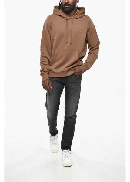 Bluze de trening Diesel Brushed Cotton Hoodie With Embossed Print Brown Barbati (BM 19211876) 4