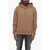 Diesel Brushed Cotton Hoodie With Embossed Print Brown