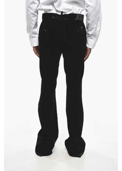 Pantaloni eleganti DSQUARED2 Straight Leg Velvet Bob Pants Black Barbati (BM 19211882) 2