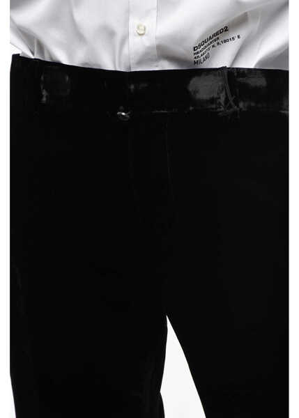 Pantaloni eleganti DSQUARED2 Straight Leg Velvet Bob Pants Black Barbati (BM 19211882) 3