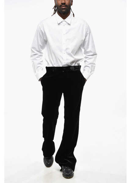 Pantaloni eleganti DSQUARED2 Straight Leg Velvet Bob Pants Black Barbati (BM 19211882) 4