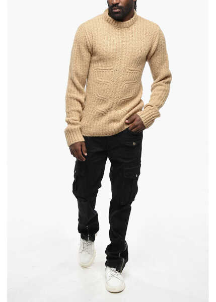 Pulovere DSQUARED2 Wool Blend Muscle Crew-Neck Sweater Beige Barbati (BM 19211885) 4