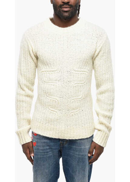 Pulovere DSQUARED2 Wool Blend Muscle Crew-Neck Sweater White Barbati (BM 19211909) 1