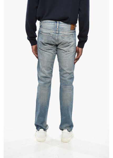 Blugi slim fit Tom Ford Straight Leg Slim Fit Jeans With Suede Logo Patch 18Cm Blue Barbati (BM 19211936) 2