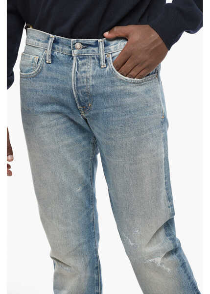 Blugi slim fit Tom Ford Straight Leg Slim Fit Jeans With Suede Logo Patch 18Cm Blue Barbati (BM 19211936) 3