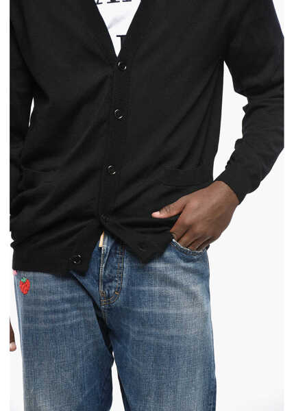 Cardigane Moschino Couture V-Neck Virgin Wool Same Old Chic Cardigan Black Barbati (BM 19211942) 3