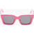 Off-White Solid Color Oversized Palermo Rectangular Sunglasses Pink