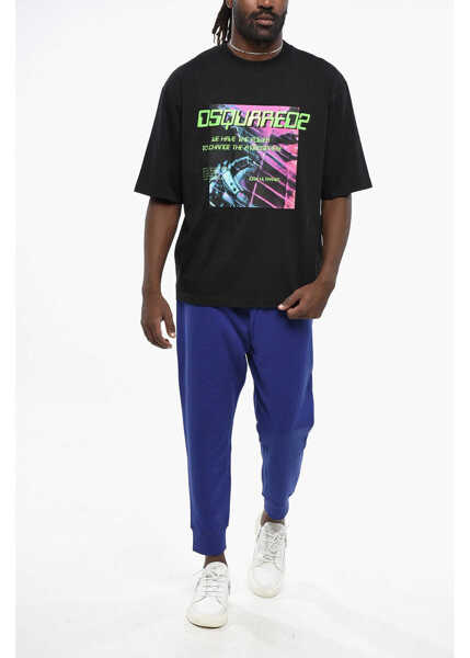 Tricouri DSQUARED2 Crew Neck Atmosphere T-Shirt With Front Print Black Barbati (BM 19212062) 4