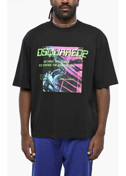 Tricouri DSQUARED2 Crew Neck Atmosphere T-Shirt With Front Print Black Barbati (BM 19212062) 1