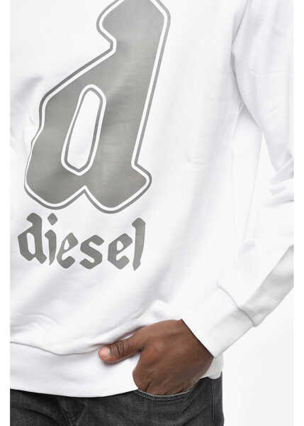Bluze de trening Diesel Crew Neck Brushed Cotton Sweatshirt With Printed Logo White Barbati (BM 19212068) 3