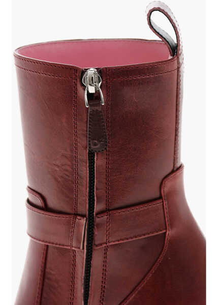 Botine DSQUARED2 Leather My Dust Booties With Stiletto Heel 10Cm Red Femei (BM 19212071) 4