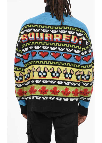 Cardigane DSQUARED2 Virgin Wool Blend Ciro Cardigan With V-Neck Multicolor Barbati (BM 19212080) 2