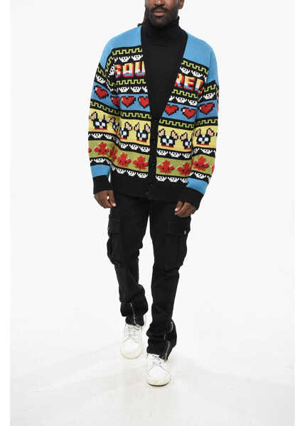 Cardigane DSQUARED2 Virgin Wool Blend Ciro Cardigan With V-Neck Multicolor Barbati (BM 19212080) 4