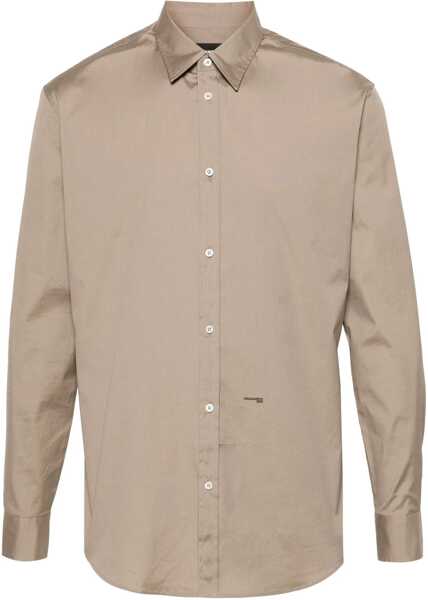 Camasi casual DSQUARED2 Popeline 1995 Shirt With Standard Collar Brown Barbati (BM 19212092) 1